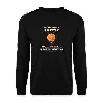 YOU SHOULD EAT A WAFFLE YOU CAN NOT BE SAD - Unisex Sweatshirt - black - Front - Alina (178cm) & Michal (187cm)