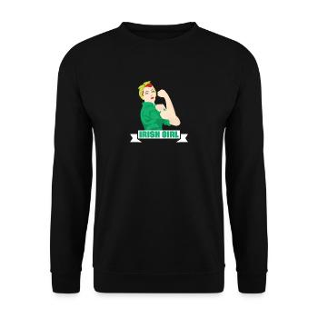 Lustiges irisches Feiertags-Grün des Mädchen-St. Patricks - Unisex Pullover - Schwarz - Vorne - Alina (178cm) & Michal (187cm)