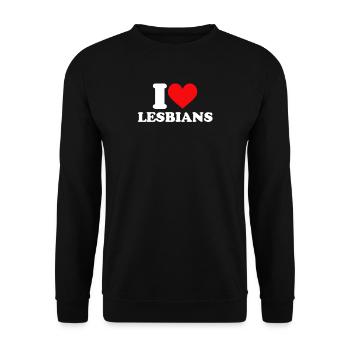 I love Lesbiennes Lesbiennes cadeau - Sweat-shirt Unisexe - noir - Devant - Alina (178cm) & Michal (187cm)