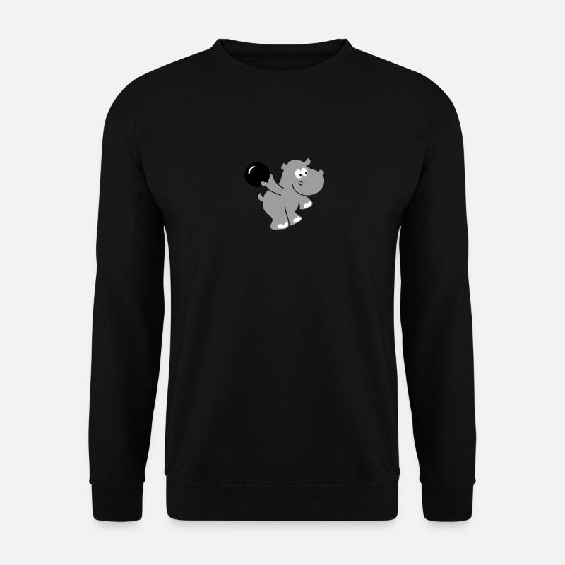 Bowling Hippo - Kegeln Nilpferd Geschenk - Unisex Pullover - Schwarz