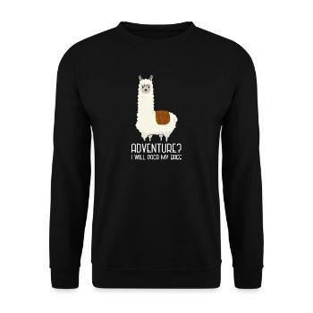 Adventure Alpaca | funny and sweet - Unisex Sweatshirt - black - Front - Alina (178cm) & Michal (187cm)