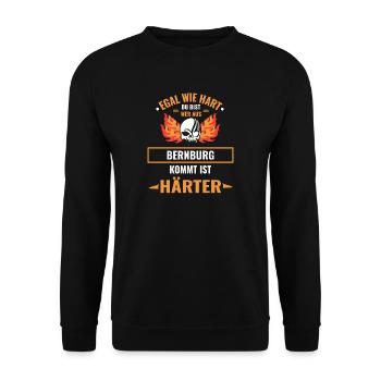 BERNBURG - Egal wie hart du bist BERNBURG ist HÄRT - Unisex Pullover - Schwarz - Vorne - Alina (178cm) & Michal (187cm)
