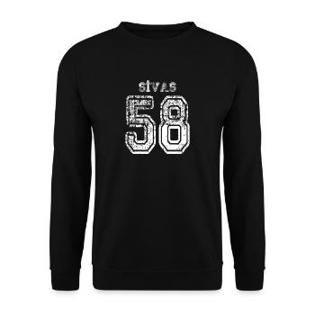 58 Sivas Türkisches Nummernschild als Geschenk - Unisex Pullover - Schwarz - Vorne - Alina (178cm) & Michal (187cm)