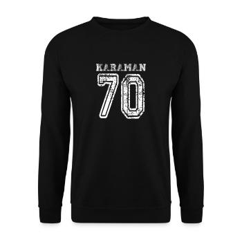 70 Karaman Turkish License Plate as a gift - Unisex Sweatshirt - black - Front - Alina (178cm) & Michal (187cm)
