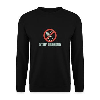 Dab anti dabbing Stop dabben Hater lustig - Unisex Pullover - Schwarz - Vorne - Alina (178cm) & Michal (187cm)