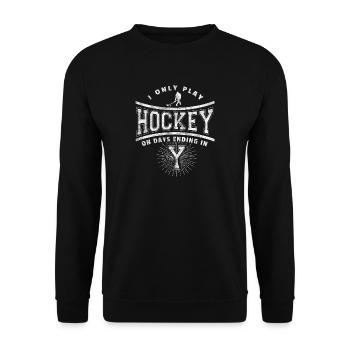 Hockey Hockeyspieler Eishockey Geschenk - Unisex Pullover - Schwarz - Vorne - Alina (178cm) & Michal (187cm)
