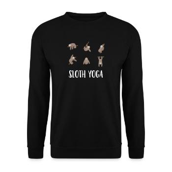 Yoga - Faultier - Lustig - Entspannung - Geschenk - Unisex Pullover - Schwarz - Vorne - Alina (178cm) & Michal (187cm)