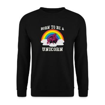 Regenbogen Einhorn - Unisex Pullover - Schwarz - Vorne - Alina (178cm) & Michal (187cm)