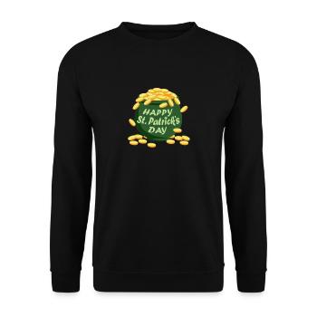 Happy St. Patricks Day - Irischer Nationalfeiertag - Unisex Pullover - Schwarz - Vorne - Alina (178cm) & Michal (187cm)