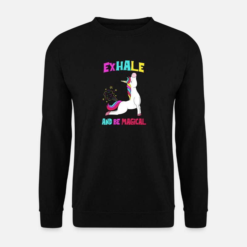 Exhale Be Magical Unicorn Einhorn Yoga Ausatmen - Unisex Pullover - Schwarz
