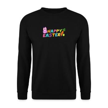 Happy Easter With Egg Carrot & Bunny Pascha - Unisex Sweatshirt - black - Front - Alina (178cm) & Michal (187cm)