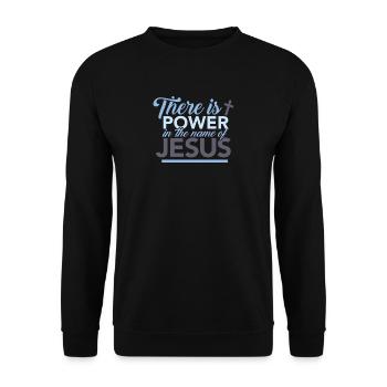 There Is Power In The Name Of Jesus T Shirt Gift - Sweat-shirt Unisexe - noir - Devant - Alina (178cm) & Michal (187cm)
