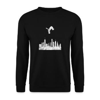 Parkour Geschenk Le Parcour Freerunning Backflip - Unisex Pullover - Schwarz - Vorne - Alina (178cm) & Michal (187cm)
