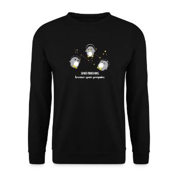 Penguin - Espace - Cadeau - Sucré - Penguins - Sweat-shirt Unisexe - noir - Devant - Alina (178cm) & Michal (187cm)