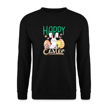 Happy easter gift easter bunny easter eggs cartoon - Unisex Sweatshirt - black - Front - Alina (178cm) & Michal (187cm)