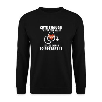 Docteur infirmière soignante Docteur battement cardiaque - Sweat-shirt Unisexe - noir - Devant - Alina (178cm) & Michal (187cm)