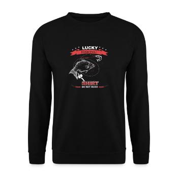poisson pêche cadeau de pêche Lucky pêcheur pêcheur - Sweat-shirt Unisexe - noir - Devant - Alina (178cm) & Michal (187cm)