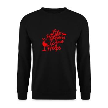Lifehappens vin aide - rouge - Sweat-shirt Unisexe - noir - Devant - Alina (178cm) & Michal (187cm)