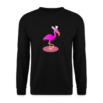 Flamant rose avec des oreilles de lapin de Pâques - Sweat-shirt Unisexe - noir - Devant - Alina (178cm) & Michal (187cm)