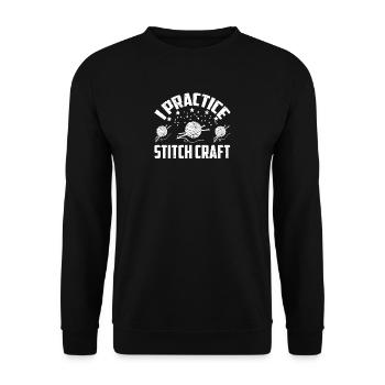 Ich übe Stitch Craft Knitting Gift - Unisex Pullover - Schwarz - Vorne - Alina (178cm) & Michal (187cm)