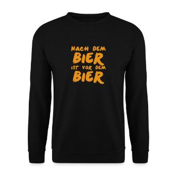 Nach dem Bier ist vor dem Bier Geschenkidee - Unisex Pullover - Schwarz - Vorne - Alina (178cm) & Michal (187cm)