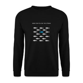 Tote Fische folgen dem Strom - Unisex Pullover - Schwarz - Vorne - Alina (178cm) & Michal (187cm)