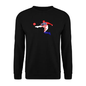 Fußball Bundesliga Sport Kroatien Flagge Spieler - Unisex Pullover - Schwarz - Vorne - Alina (178cm) & Michal (187cm)