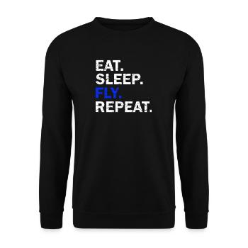 Eat Sleep Fly Répéter - Sweat-shirt Unisexe - noir - Devant - Alina (178cm) & Michal (187cm)