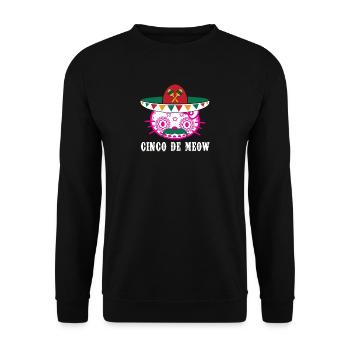 Kitty Sugar Skull Sombrero Schnurrbart Cinco De Miau - Unisex Pullover - Schwarz - Vorne - Alina (178cm) & Michal (187cm)