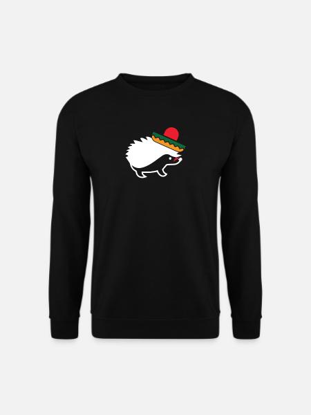 Sombrero Mustache Hedgehog Funny Cinco De Mayo - Unisex Sweatshirt - black
