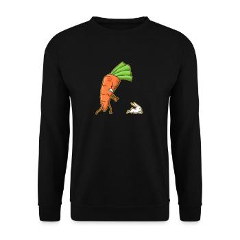 Ostern Cartoon Karotte Hase Osterhase Geschenk - Unisex Pullover - Schwarz - Vorne - Alina (178cm) & Michal (187cm)