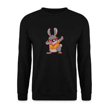 Cartoon Dabbing Osterhase Dab Hase Ostern Geschenk - Unisex Pullover - Schwarz - Vorne - Alina (178cm) & Michal (187cm)