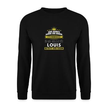 Seine Majestät, Louis, Name, Geschenk, Vorname - Unisex Pullover - Schwarz - Vorne - Alina (178cm) & Michal (187cm)