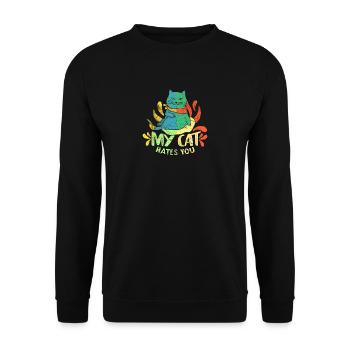 My cat hates you - Unisex Pullover - Schwarz - Vorne - Alina (178cm) & Michal (187cm)