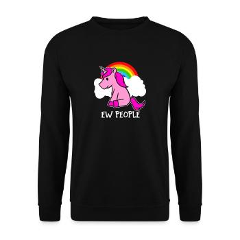 Ew-Leute-rosa Einhorn und Regenbogen-lustiger sarkastischer - Unisex Pullover - Schwarz - Vorne - Alina (178cm) & Michal (187cm)