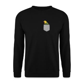 Gefälschtes Taschen-Sittich-T-Shirt - lustiger Vogel - Unisex Pullover - Schwarz - Vorne - Alina (178cm) & Michal (187cm)