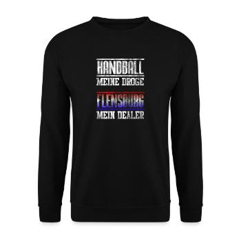 Flensburg My Dealer - Handball my drug - Unisex Sweatshirt - black - Front - Alina (178cm) & Michal (187cm)