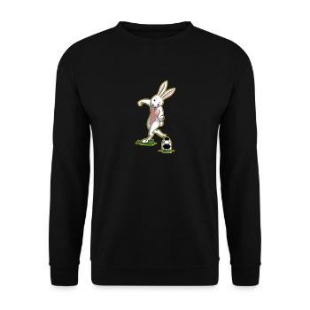 Ich liebe Fussball Ostern Osterhase Geschenk - Unisex Pullover - Schwarz - Vorne - Alina (178cm) & Michal (187cm)