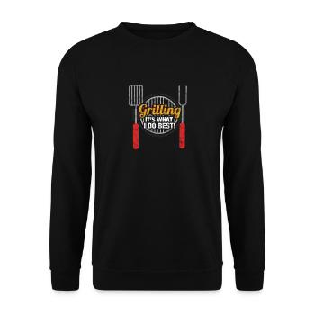 Grillen - das kann ich am besten - Unisex Pullover - Schwarz - Vorne - Alina (178cm) & Michal (187cm)