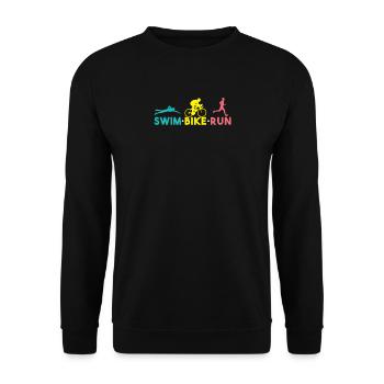 Swim Bike Run Shirt - Gift - Unisex Sweatshirt - black - Front - Alina (178cm) & Michal (187cm)