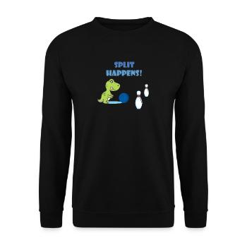 Split Happens Dino Trex T-Rex Bowling T-Shirt - Unisex Pullover - Schwarz - Vorne - Alina (178cm) & Michal (187cm)