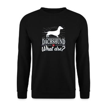 Dackel what else? Dachshund - Unisex Pullover - Schwarz - Vorne - Alina (178cm) & Michal (187cm)