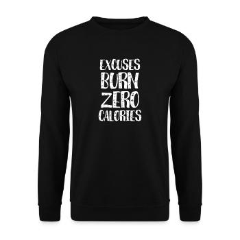 Excuses Burn Zero Calories - Funny Calories Humor - Unisex Sweatshirt - black - Front - Alina (178cm) & Michal (187cm)