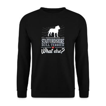 Staffordshire Bullterrier what else? - Unisex Pullover - Schwarz - Vorne - Alina (178cm) & Michal (187cm)