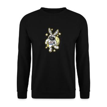 Bunny Easter Space Astronaut Gift - Unisex Sweatshirt - black - Front - Alina (178cm) & Michal (187cm)