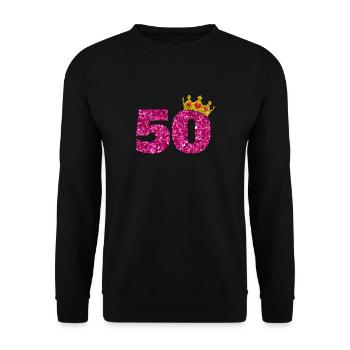 Couronne de paillettes d'anniversaire 50 ans de paillettes des années 1970 - Sweat-shirt Unisexe - noir - Devant - Alina (178cm) & Michal (187cm)