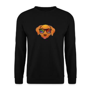 Cool chien avec caricature d'été de lunettes de soleil - Sweat-shirt Unisexe - noir - Devant - Alina (178cm) & Michal (187cm)
