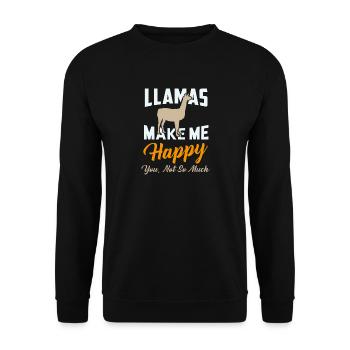 Lusttiger Lama Spruch als Geschenk I Zootiere - Unisex Pullover - Schwarz - Vorne - Alina (178cm) & Michal (187cm)