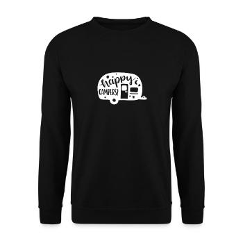 Happy camper Funny Camping - Unisex Pullover - Schwarz - Vorne - Alina (178cm) & Michal (187cm)