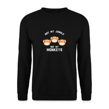 Nicht mein Dschungel nicht meine Affen Lustiger drei Affe - Unisex Pullover - Schwarz - Vorne - Alina (178cm) & Michal (187cm)